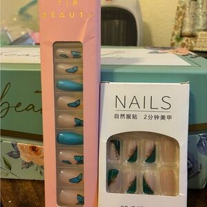 Tip Beauty Butterfly Nail Set and Blue and Gold Nail Set